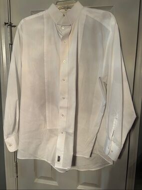 Classic White Pleated Front Tuxedo Dress Shirt